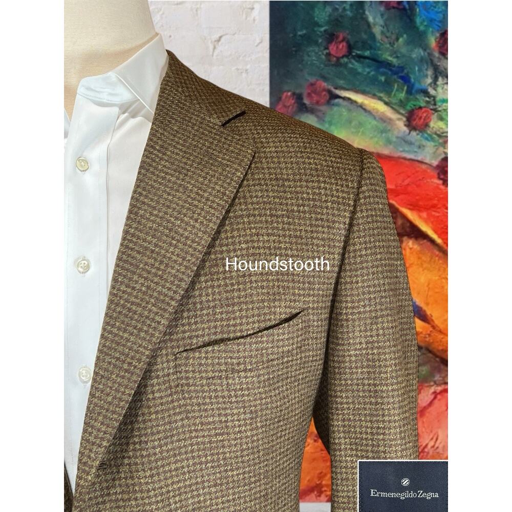 Ermenegildo Zegna 46L Green Brown Cashmere & Wool Sport Coat 3/2 Roll Flannel - Picture 4 of 14